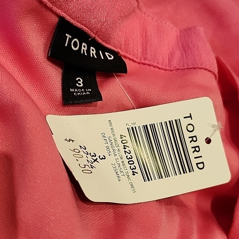 Torrid - Mini Washable Gauze Hi Low Waist Tunic Dress in Pink Sangria Su…​​​​​ - Picture 8 of 13